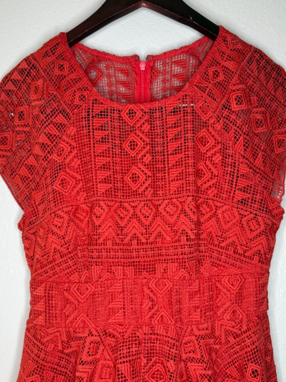 PRICE FIRM Anthropologie Maeve Orange Lace Handkerchief Dress 2/Small - Picture 4 of 9